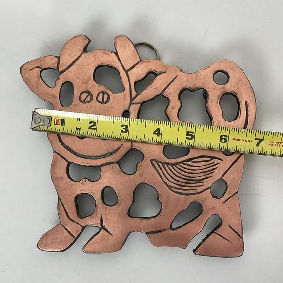 Copper Finished Cast Iron Cow Trivet Hot Plate Country Kitchen 1999 Wall Hanging - Picture 6 of 6